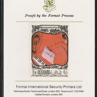 Ras Al Khaima 1969 Paintings of Composers - Mozart 1.5R imperf mounted on Format International proof card, as Mi 279B