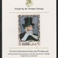 Ras Al Khaima 1969 Paintings of Composers - Verdi 2.5R imperf mounted on Format International proof card, as Mi 280B