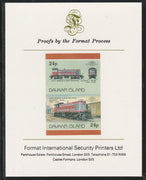 Davaar Island 1983 Locomotives #2 Gulf, Mobile & Ohio Class S-1 loco 24p imperf se-tenant pair mounted on Format International proof card