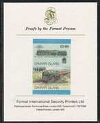 Davaar Island 1983 Locomotives #2 Duke of Gloucester 4-6-2 loco £1 imperf se-tenant pair mounted on Format International proof card