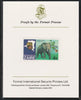 Zaire 1979 River Expedition 4k Elephant imperf mounted on Format International proof card as SG 954