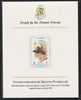 Ajman 1971 Exotic Birds - Dusky Broadbill 2Dh imperf mounted on Format International proof card as Mi 880B