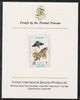 Ajman 1971 Exotic Birds - Beautiful Nuthatch 20Dh imperf mounted on Format International proof card as Mi 887B