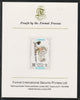 Ajman 1971 Exotic Birds - Gold-Billed Magpie 50Dh imperf mounted on Format International proof card as Mi 891B