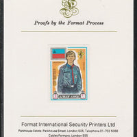 Ajman 1971 World Scouts - Liechtenstein 2Dh imperf mounted on Format International proof card as Mi 905B