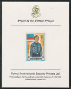 Ajman 1971 World Scouts - Liechtenstein 2Dh imperf mounted on Format International proof card as Mi 905B