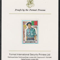Ajman 1971 World Scouts - Portugal 3Dh imperf mounted on Format International proof card as Mi 906B