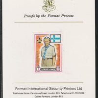 Ajman 1971 World Scouts - Finland 5Dh imperf mounted on Format International proof card as Mi 907B