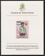 Ajman 1971 World Scouts - Luxemburg 7Dh imperf mounted on Format International proof card as Mi 908B