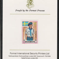 Ajman 1971 World Scouts - Sweden 20Dh imperf mounted on Format International proof card as Mi 912B