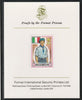 Ajman 1971 World Scouts - Italy 35Dh imperf mounted on Format International proof card as Mi 915B