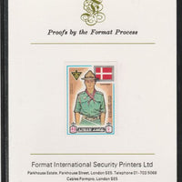 Ajman 1971 World Scouts - Denmark 40Dh imperf mounted on Format International proof card as Mi 916B