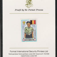 Ajman 1971 World Scouts - Belgium 50Dh imperf mounted on Format International proof card as Mi 917B