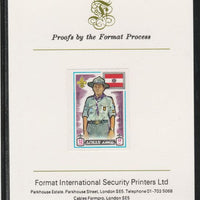 Ajman 1971 World Scouts - Great Britain 1R imperf mounted on Format International proof card as Mi 920B