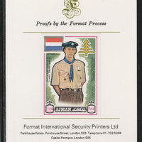 Ajman 1971 World Scouts - Netherlands 1.25R imperf mounted on Format International proof card as Mi 921B