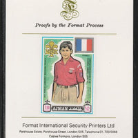 Ajman 1971 World Scouts - France 1.5R imperf mounted on Format International proof card as Mi 922B
