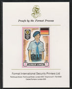 Ajman 1971 World Scouts - Germany 2R imperf mounted on Format International proof card as Mi 923B