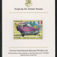 Ajman 1971 Modern Cars - Citroen 25Dh imperf mounted on Format International proof card as Mi 1171B