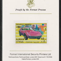 Ajman 1971 Modern Cars - Chevrolet 50Dh imperf mounted on Format International proof card as Mi 1173B