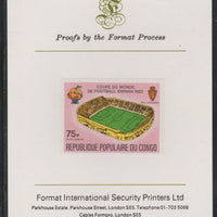 Congo 1980 World Cup Football,75f (Real Zaragoza Stadium) imperf proof mounted on Format International proof card as SG 727