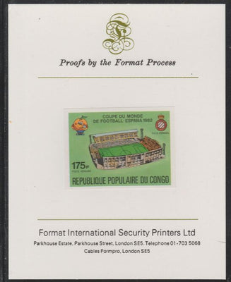 Congo 1980 World Cup Football,175f (RCD Espanol Stadium) imperf proof mounted on Format International proof card as SG 730