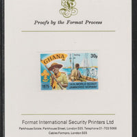 Ghana 1976 World Scout Jamboree 30p Sailing imperf mounted on Format International proof card as SG 756