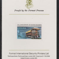 Ghana 1978 Railway Anniversary 39p Pay & Bank Car imperf mounted on Format International proof card as SG 869