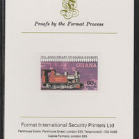 Ghana 1978 Railway Anniversary 60p Steam Locomotive imperf mounted on Format International proof card as SG 870