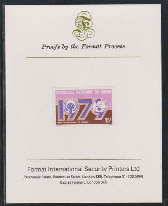 Congo 1979 Year of the Child 45f imperf mounted on Format International proof card as SG 666