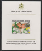 Ivory Coast 1981 French Grand Prix 40f Jim Clark imperf mounted on Format International proof card as SG 700