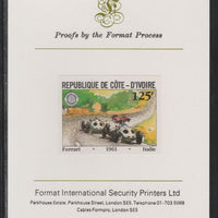 Ivory Coast 1981 French Grand Prix 125f Ferrari imperf mounted on Format International proof card as SG 703