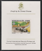 Ivory Coast 1981 French Grand Prix 125f Ferrari imperf mounted on Format International proof card as SG 703