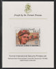 Mauritania 1982 French Grand Prix 14um Juan Fangio imperf mounted on Format International proof card as SG 726