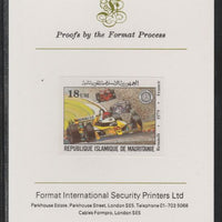 Mauritania 1982 French Grand Prix 18um Renault imperf mounted on Format International proof card as SG 727
