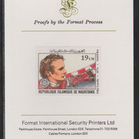 Mauritania 1982 French Grand Prix 19um Niki Lauda imperf mounted on Format International proof card as SG 728