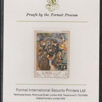 Ajman 1967 Paintings - Umbrellas by Renoir imperf mounted on Format International proof card as Michel 211B