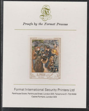 Ajman 1967 Paintings - Umbrellas by Renoir imperf mounted on Format International proof card as Michel 211B