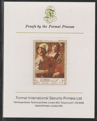 Ajman 1967 Paintings - The Duet by Terbrugghen imperf mounted on Format International proof card as Michel 214B