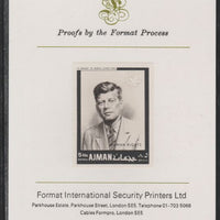 Ajman 1968 Human Rights - John F Kennedy 5R imperf mounted on Format International proof card as Michel 296B