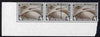 Germany 1930 Zeppelin 4m brown South American Flight reprint strip of 3 with perfs partly doubled (stamped 'Privater Nachdruck' on reverse) unmounted mint as SG457 (originals cat £1,050)