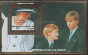 Niger Republic 1997 Princess Diana with William & Harry (Gold frame) perf souvenir sheet unmounted mint.. Note this item is privately produced and is offered purely on its thematic appeal