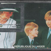 Niger Republic 1997 Princess Diana with William & Harry (Silver frame) imperf souvenir sheet unmounted mint.. Note this item is privately produced and is offered purely on its thematic appeal