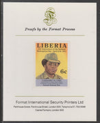 Liberia 1983 Third Anniversary 6c Samuel Doe imperf proof mounted on Format International proof card, as SG1549