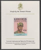 Liberia 1983 Third Anniversary 41c Abraham Doward Kollie imperf proof mounted on Format International proof card, as SG1553