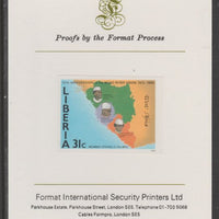Liberia 1984 Tenth Anniversary of Mano River Union 31c imperf proof mounted on Format International proof card, as SG 1566