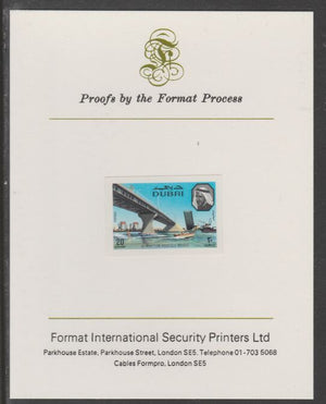 Dubai 1970 Al Maktum Bridge 20d imperf proof mounted on Format International proof card, as SG 364
