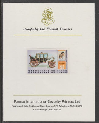 Niger Republic 1981 Royal Wedding 200f imperf proof mounted on Format International proof card, as SG 861