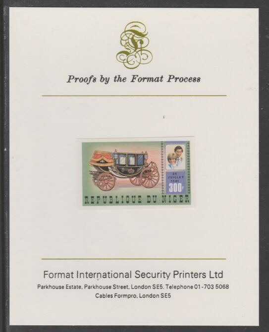 Niger Republic 1981 Royal Wedding 300f imperf proof mounted on Format International proof card, as SG 862