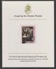Bhutan 1984 Surcharged on Princess Diana's 21st Birthday 5n on 10n imperf proof mounted on Format International proof card, as SG 579