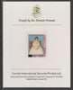 Bhutan 1984 Surcharged on Princess Diana's 21st Birthday 25n on 20n,(ex m/sheet) imperf proof mounted on Format International proof card, as SG MS582